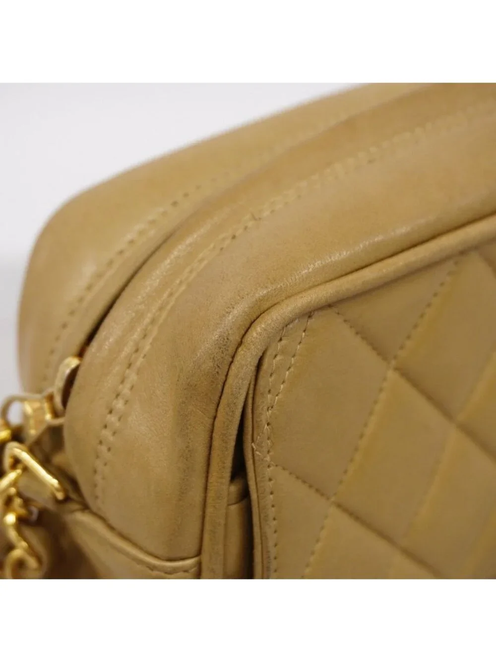 Chanel Shoulder Bag Quilted Brilliant Lambskin Beige Gold